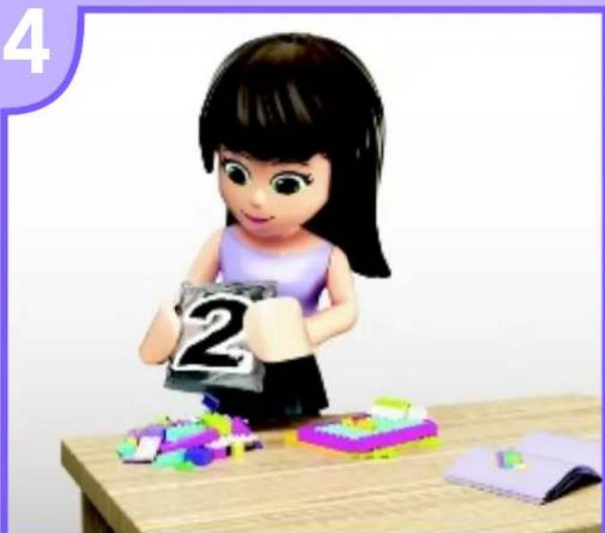Illustration of a cartoon girl holding a numbered block at a desk with colorful blocks and a notebook nearby (no text or symbols)