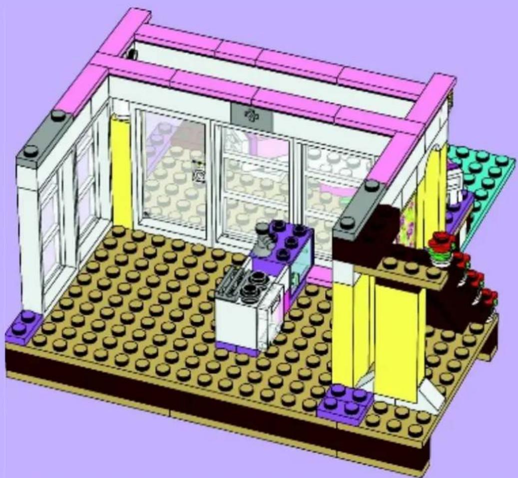 3D architectural rendering of a LEGO building with visible walls, windows, and brickwork (no text or symbols)