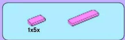Two pink rectangular blocks on a light blue background, one labeled '1x5x' (no other text or symbols)