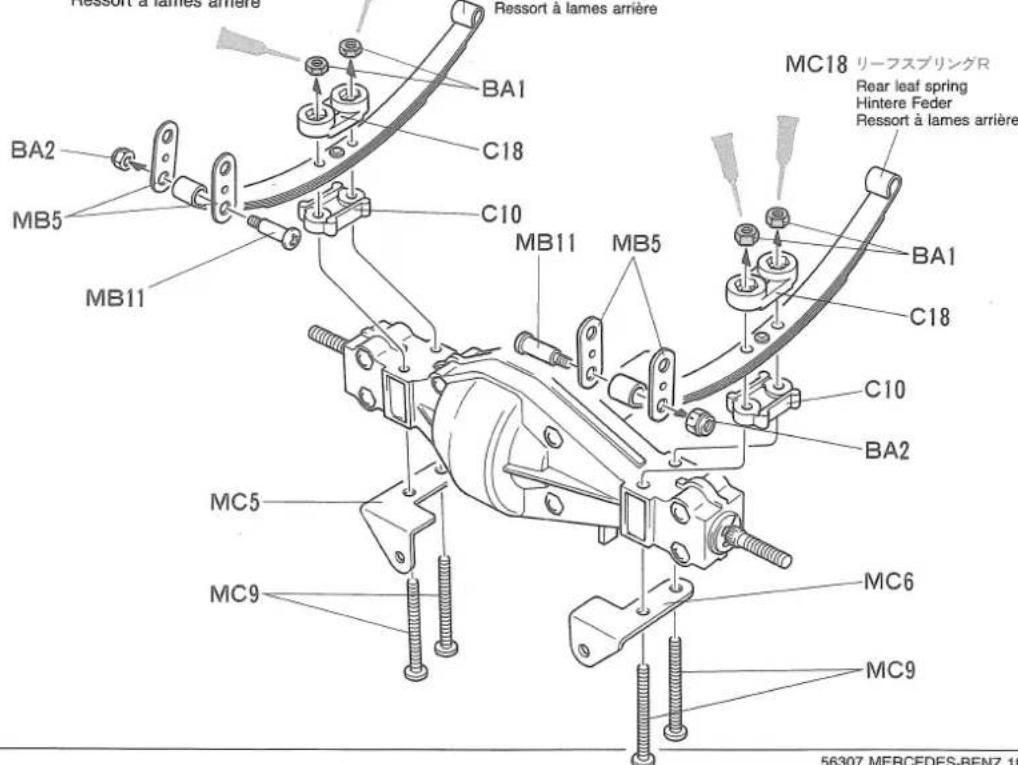 Hessort à lames arrière BA1 C18 BA2 MB5 C10 MB11 MB11 MB5 MC18 リーフスプリングR Rear leaf spring Hintere Feder Ressort à lames arrière BA1 C18 C10 BA2 MC5 MC9 MC6 MC9 56307 MERCEDES-BENZ 18