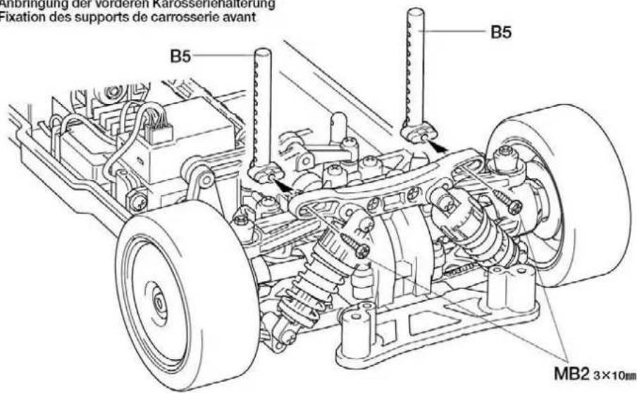 Anbringung der vorderen Karrossenalterung Fixation des supports de carrosserie avant B5 B5 MB2 3×10mm