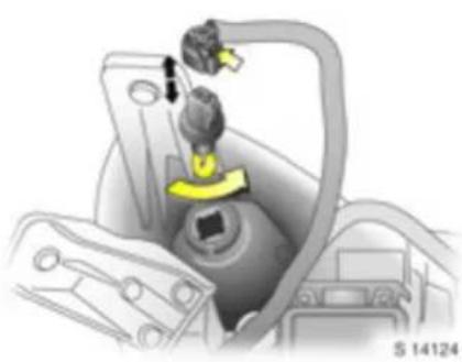 Interior view of a vehicle's dashboard and steering wheel (no visible text or symbols)