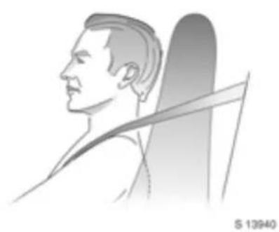 Side profile sketch of a person wearing a seatbelt, viewed from the side (no text or symbols)