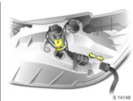 Illustration of a car hood with a yellow gear and attached cable (no text or symbols)