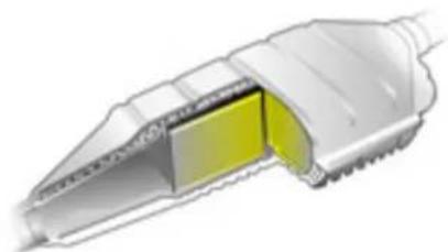 Cross-sectional illustration of a medical device component with yellow highlighted area (no text or symbols)