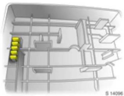 3D architectural floor plan with yellow markers and gray structural elements (no text or labels)