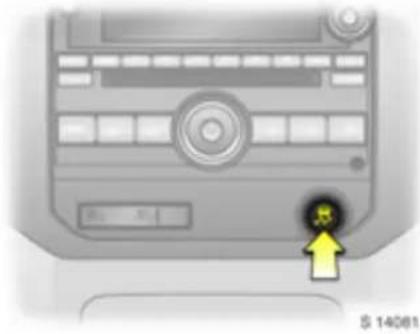 Close-up of a CD-ROM front panel with a yellow arrow pointing to the CD-ROM button (no text or symbols visible)