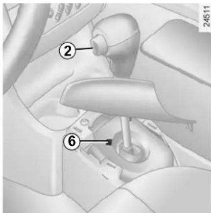 Diagram of car gear shift lever with numbered parts labeled 2 and 6