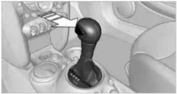 Close-up of a car gear shift lever mechanism (no text or symbols visible)