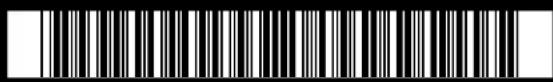 Black and white barcode image with vertical lines and a small rectangular block on the far right