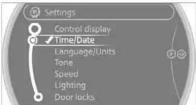 Settings Control display Time/Date Language/Units Tone Speed Lighting Door locks