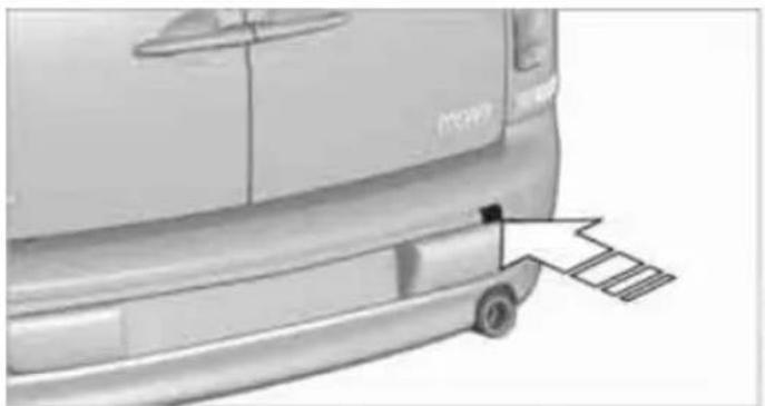 Side view of a car's front bumper with a ramp and arrow indicating a step (no text or symbols)