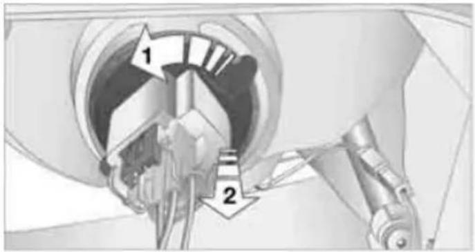 Technical diagram showing mechanical assembly with labeled parts 1 and 2, likely illustrating a gear or cam mechanism.