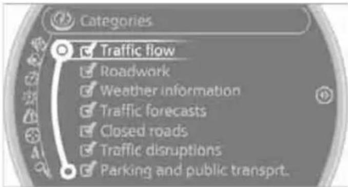 Categories Traffic flow Roadwork Weather information Traffic forecasts Closed roads Traffic disruptions Parking and public transport.