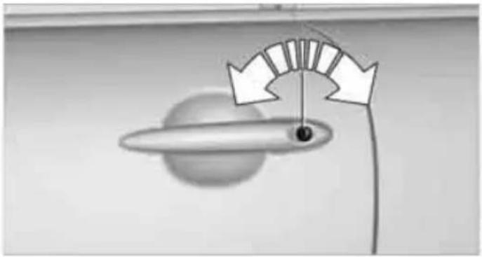 Diagram of a pendulum with a fulcrum and a hanging weight, showing motion direction (no text or symbols)