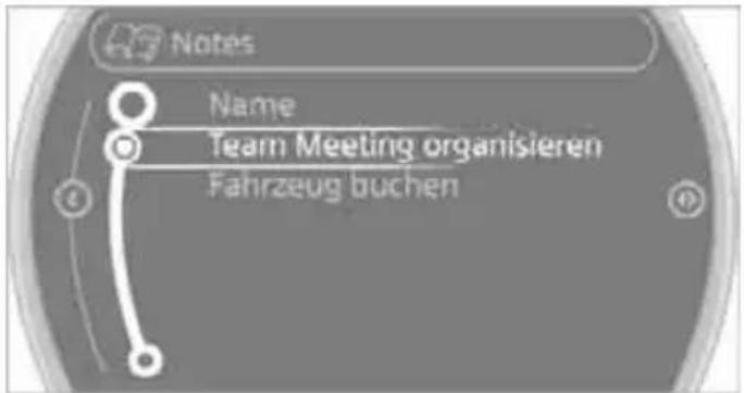 Notes Name Team Meeting organisieren Fahrzeug buchen