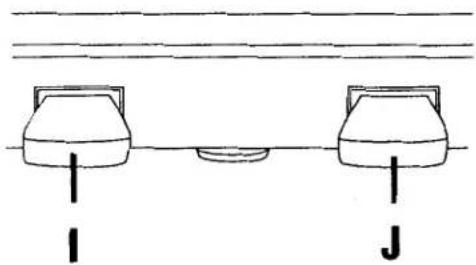 Simple line drawing of two kettle holders with a central sink, connected by a horizontal line (no text or symbols)
