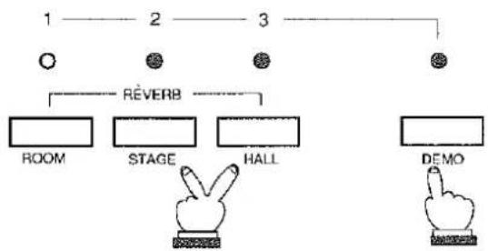 graph TD A["1"] --> B["ROOM"] C["2"] --> D["STAGE"] E["3"] --> F["HALL"] G["DEMO"] --> H["Hand Recognition Icon"]