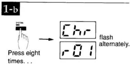 1-b SYSTEM/ Press eight times... → [CH-] flash alternately. -0:1