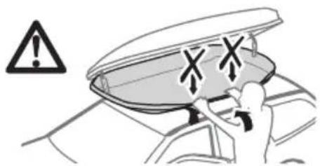 Diagram showing car safety warning with warning symbol and X marks indicating failure or damage