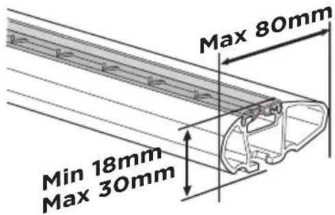 Max 80mm Min 18mm Max 30mm