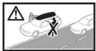 Warning sign showing a person holding a car with a cross symbol, indicating no hazard or absence of traffic.