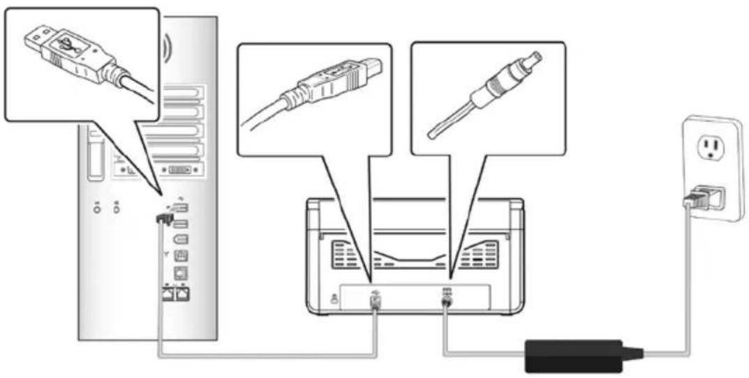 Diagram showing connections between a server, computer, and power outlet with labeled components