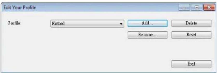Edit Your Profile Profile Flatbed Add... Delete Rename... Reset Exit