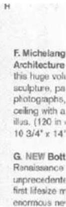 F. Michelang Architecture this huge voli sculpture, pa photographs, ceiling with a illus. (120 in 10 3/4" x 14' G. NEW Bott Renaissance unprecedented first lifesize m enormous ne