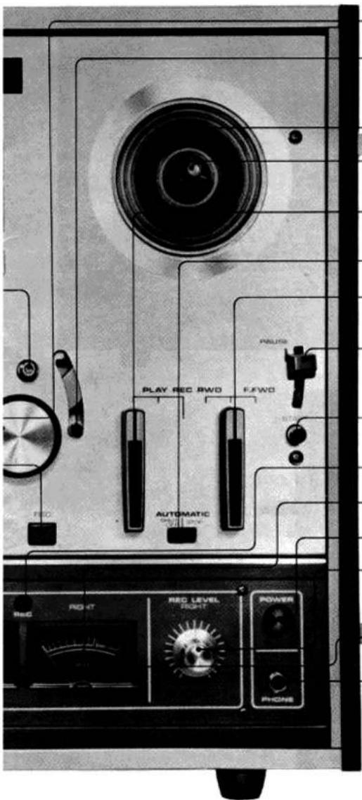 PLAY REC RWD E-FWD AUTOMATIC REC REC RIGHT REC LEVEL RIGHT POWER PHONE