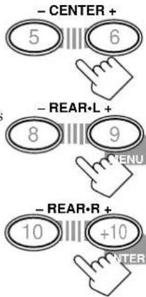 - CENTER + 5 6 - REAR•L + 8 9 MENU - REAR•R + 10 +10 CENTER