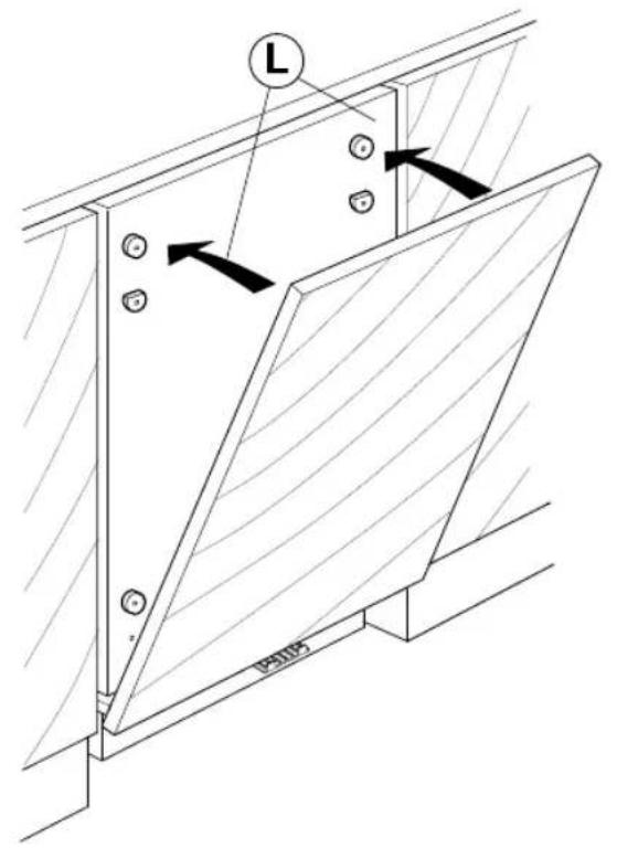 Technical diagram showing a structural panel with labeled components and directional arrows indicating movement or force.