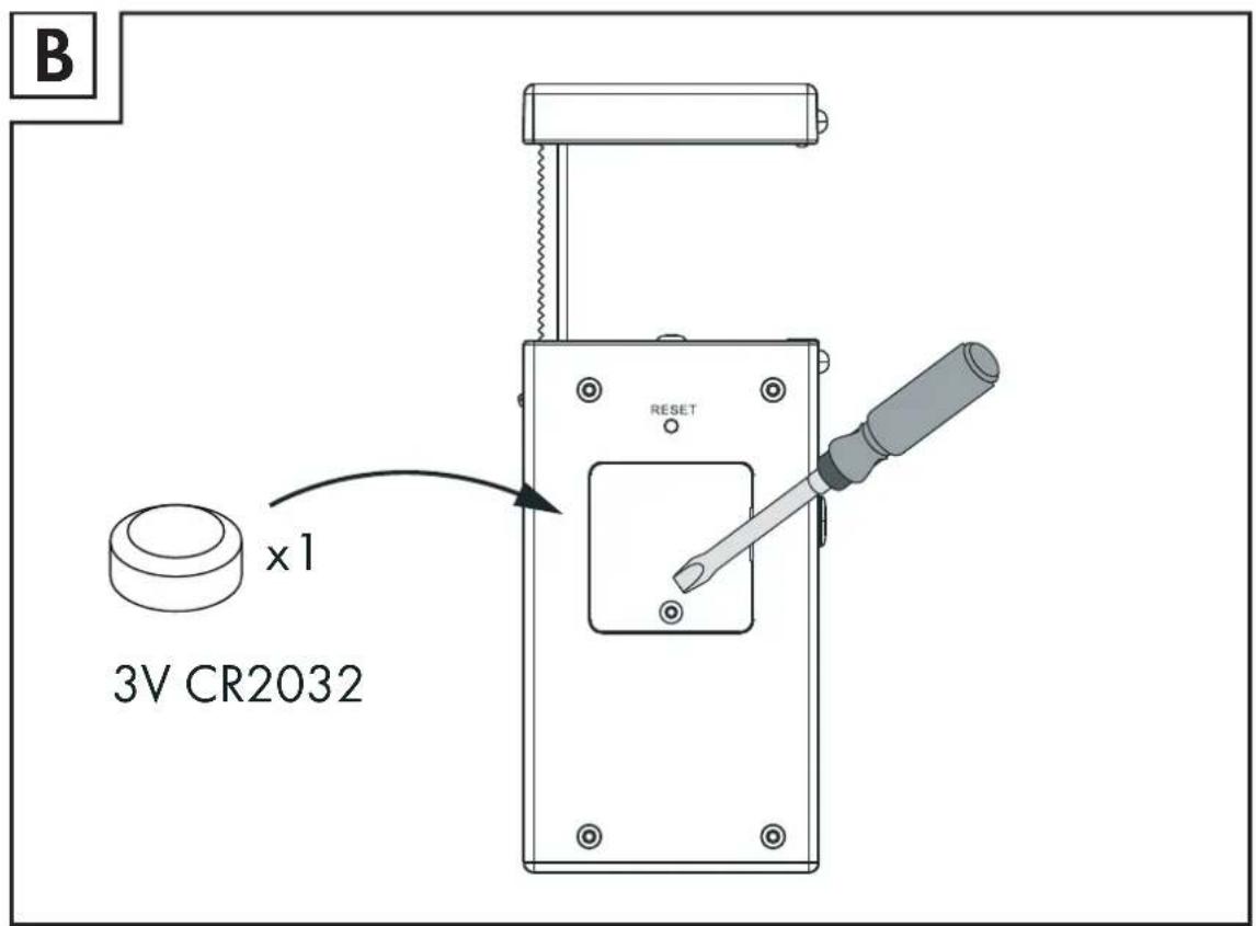 B 3V CR2032 x1 RESET