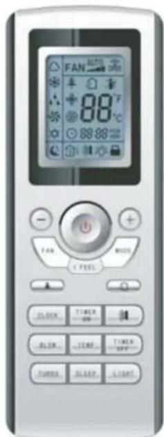 Front panel of a digital air conditioner with temperature and control buttons labeled in Chinese