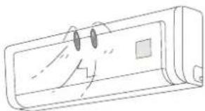 Line drawing of a rectangular device with a cartoon face and two square buttons (no text or symbols)