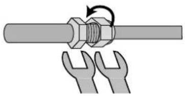 Illustration of a wrench being inserted into a bolt, showing mechanical assembly (no text or symbols)