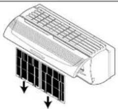 Diagram of a solar panel installation with cooling fins and downward arrows indicating airflow or cooling direction (no text or symbols)
