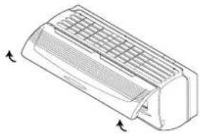 Technical line drawing of a curved air duct or duct component with internal grid structure (no text or symbols)