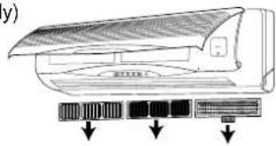 Diagram of an air conditioner unit with cooling fins and heat sinks (no text or labels)
