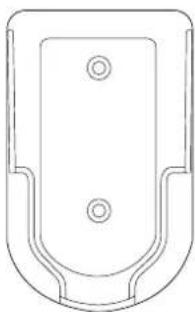 Pure technical line drawing of a mechanical component with rounded corners and two circular holes (no text or symbols)