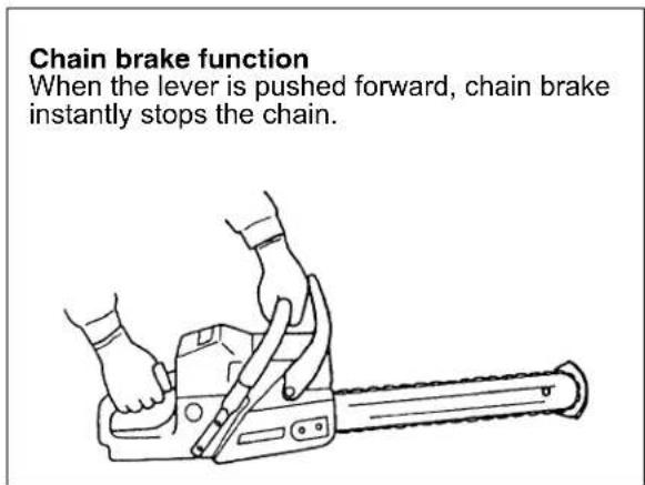Chain brake function When the lever is pushed forward, chain brake instantly stops the chain.