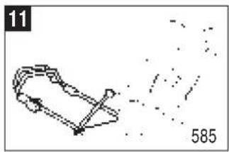 Simple line drawing of a boat with a speedometer, no text or symbols present
