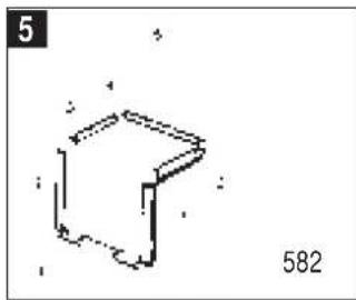 Simple line drawing of a 3D cube with dashed lines indicating hidden edges, labeled '5' and '582' (no text or symbols on the diagram itself)
