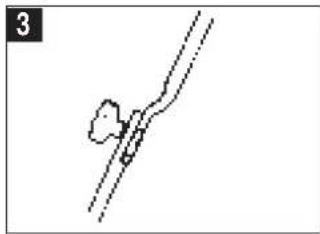 Simple line drawing of a hand holding a small object against a diagonal line (no text or symbols)