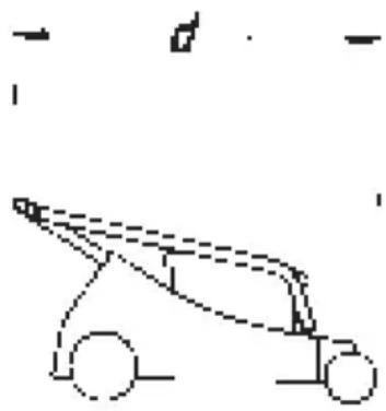 Simple line drawing of a car with wheels and a handle, no text or symbols present