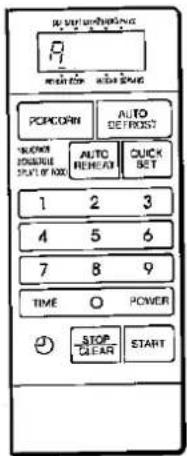 PCOPCORN AUTO DETROST 1 2 3 4 5 6 7 8 9 TIME ○ POWER STOP CLEAR START