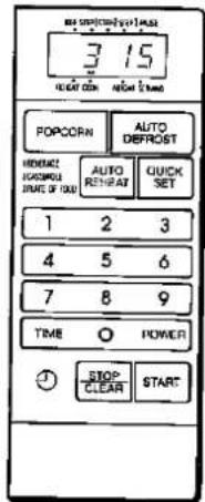 3 15 HOLD COIN HOLD Z WMG POPCORN AUTO DEFROST REFERENCE: NOODING TIME OF OUT AUTO REPEAT QUICK SET 1 2 3 4 5 6 7 8 9 TIME ○ POWER STOP CLEAR START