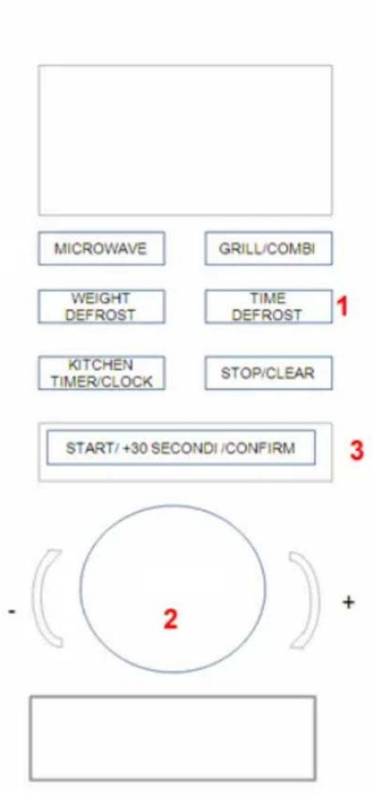 MICROWAVE GRILL/COMBI WEIGHT DEFROST TIME DEFROST KITCHEN TIMER/CLOCK STOP/CLEAR START/+30 SECONDI/CONFIRM 2 +