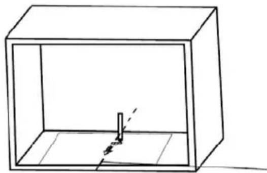 Simple line drawing of a rectangular box with a vertical rod inside, no text or symbols present