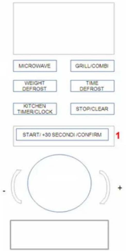 MICROWAVE GRILL/COMBI WEIGHT DEFROST TIME DEFROST KITCHEN TIMER/CLOCK STOP/CLEAR START/+30 SECONDI/CONFIRM - +